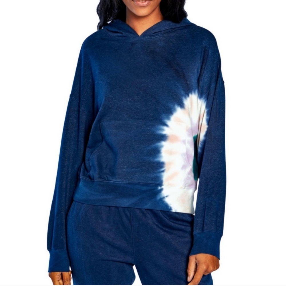 Wildfox The Hadley Blue Tie Dye Swirl Sweatshirt hoodie WLT4868S nwt sz small